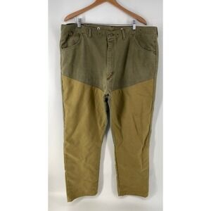 Wrangler Rugged Wear Pants Men Fit 44x31 Green Khaki Brush Guard Double Knee USA